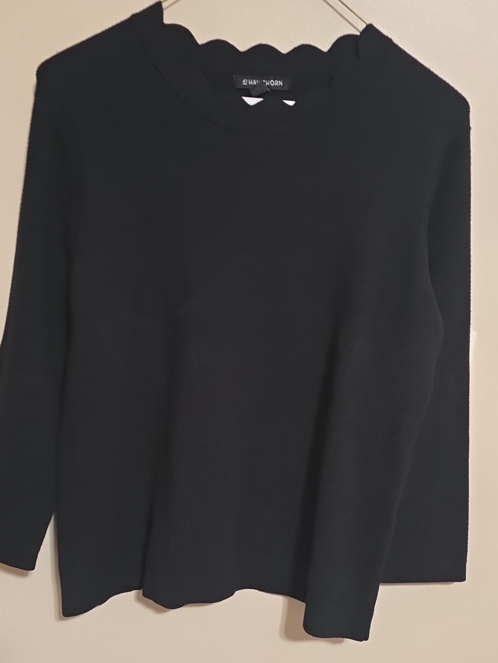 41 Hawthorn Black Scallop-Edge Crewneck Sweater